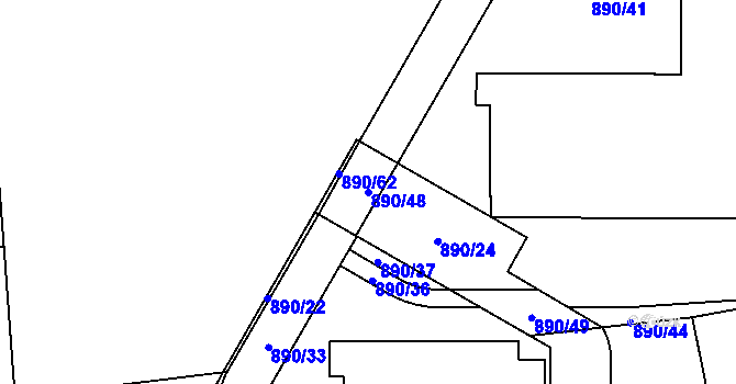Parcela st. 890/48 v KÚ Malešice, Katastrální mapa