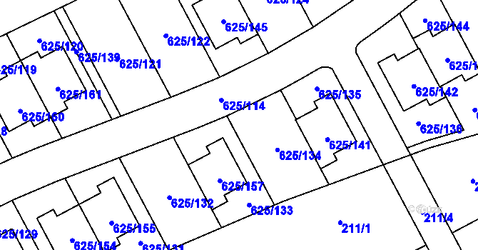 Parcela st. 625/114 v KÚ Malešice, Katastrální mapa