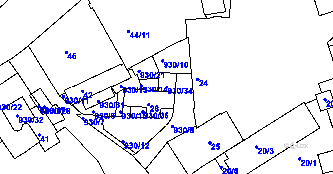Parcela st. 930/34 v KÚ Malešice, Katastrální mapa
