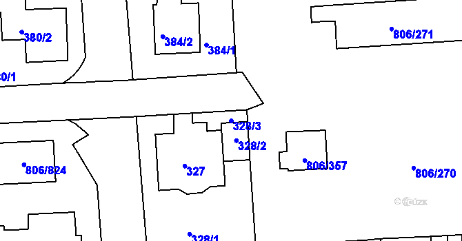 Parcela st. 328/3 v KÚ Malešice, Katastrální mapa