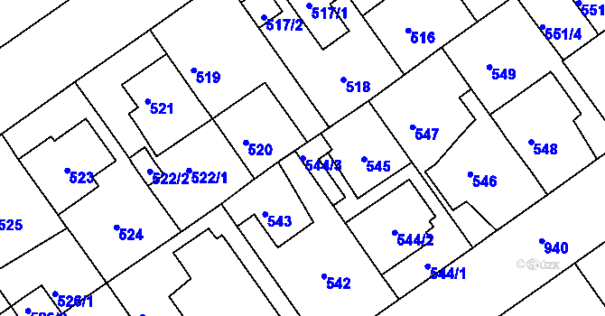 Parcela st. 544/3 v KÚ Malešice, Katastrální mapa
