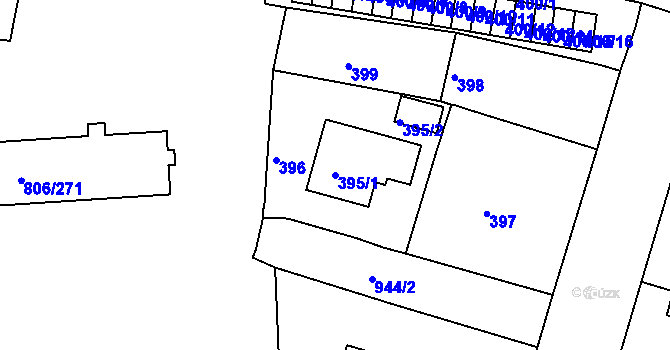 Parcela st. 395/1 v KÚ Malešice, Katastrální mapa