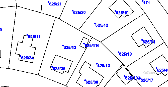Parcela st. 625/116 v KÚ Malešice, Katastrální mapa