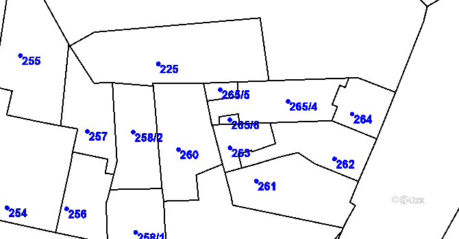 Parcela st. 265/6 v KÚ Malešice, Katastrální mapa