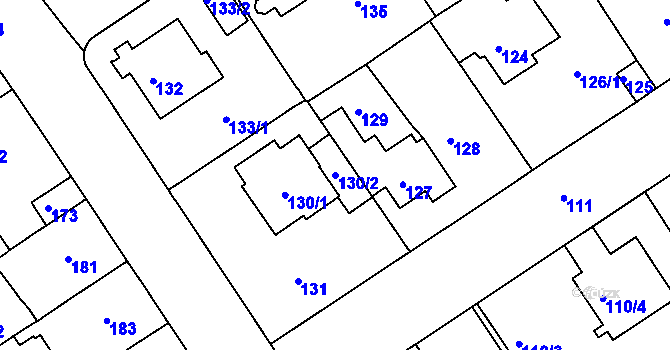 Parcela st. 130/2 v KÚ Malešice, Katastrální mapa