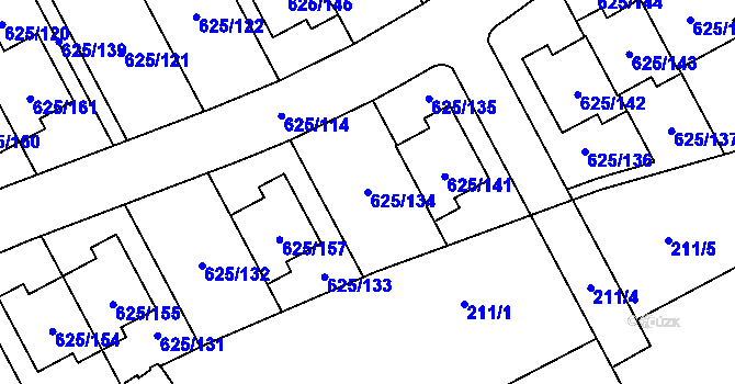 Parcela st. 625/134 v KÚ Malešice, Katastrální mapa