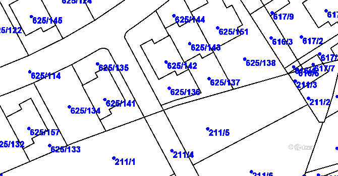 Parcela st. 625/136 v KÚ Malešice, Katastrální mapa