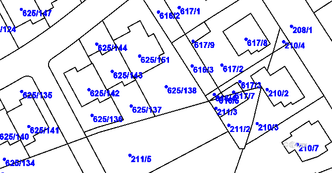 Parcela st. 625/138 v KÚ Malešice, Katastrální mapa