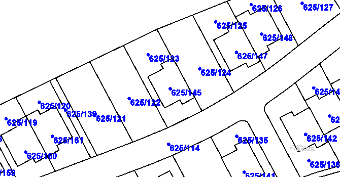 Parcela st. 625/145 v KÚ Malešice, Katastrální mapa