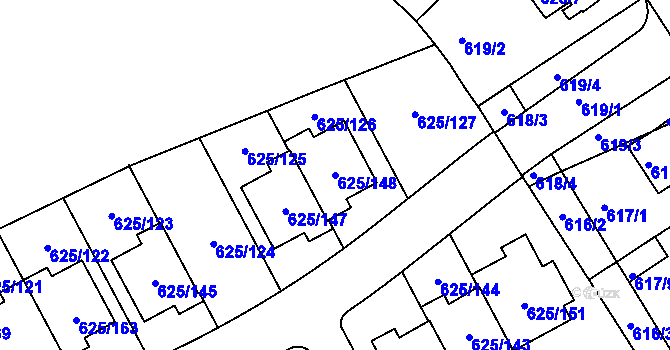 Parcela st. 625/148 v KÚ Malešice, Katastrální mapa