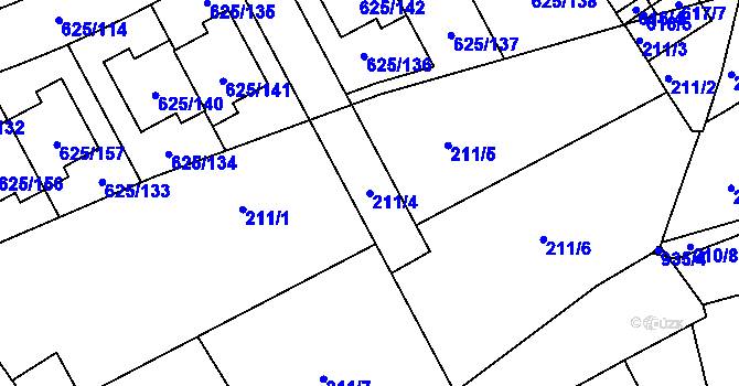 Parcela st. 211/4 v KÚ Malešice, Katastrální mapa