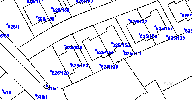 Parcela st. 625/154 v KÚ Malešice, Katastrální mapa