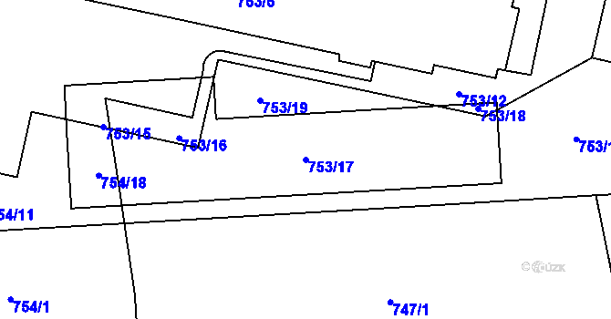 Parcela st. 753/17 v KÚ Malešice, Katastrální mapa