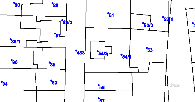 Parcela st. 54/2 v KÚ Štěrboholy, Katastrální mapa
