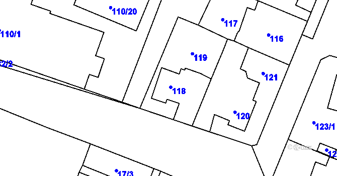 Parcela st. 118 v KÚ Štěrboholy, Katastrální mapa