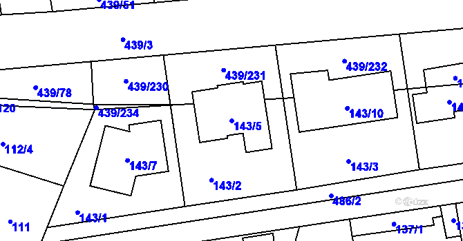 Parcela st. 143/5 v KÚ Štěrboholy, Katastrální mapa