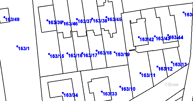 Parcela st. 163/18 v KÚ Štěrboholy, Katastrální mapa