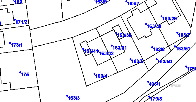 Parcela st. 163/32 v KÚ Štěrboholy, Katastrální mapa