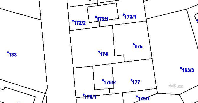 Parcela st. 174 v KÚ Štěrboholy, Katastrální mapa