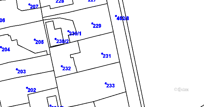 Parcela st. 231 v KÚ Štěrboholy, Katastrální mapa