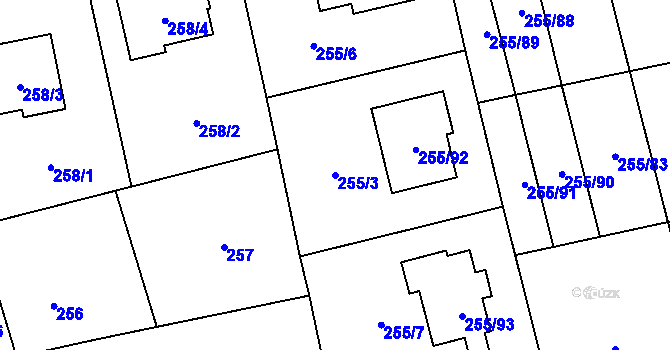 Parcela st. 255/3 v KÚ Štěrboholy, Katastrální mapa