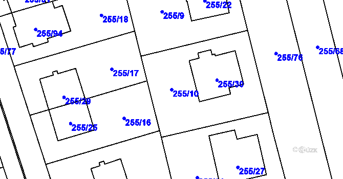 Parcela st. 255/10 v KÚ Štěrboholy, Katastrální mapa