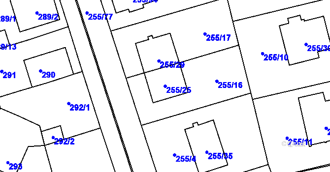 Parcela st. 255/25 v KÚ Štěrboholy, Katastrální mapa