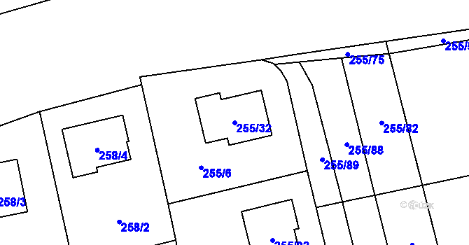 Parcela st. 255/32 v KÚ Štěrboholy, Katastrální mapa