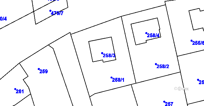 Parcela st. 258/3 v KÚ Štěrboholy, Katastrální mapa