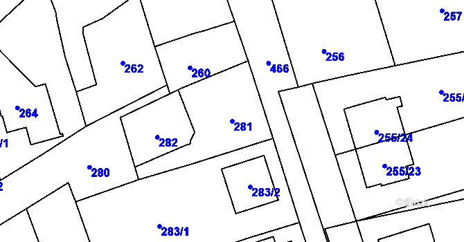 Parcela st. 281 v KÚ Štěrboholy, Katastrální mapa