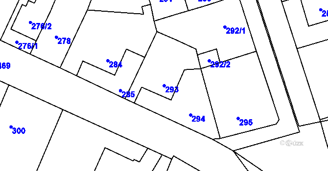 Parcela st. 293 v KÚ Štěrboholy, Katastrální mapa