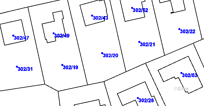 Parcela st. 302/20 v KÚ Štěrboholy, Katastrální mapa