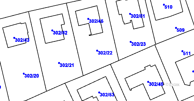 Parcela st. 302/22 v KÚ Štěrboholy, Katastrální mapa