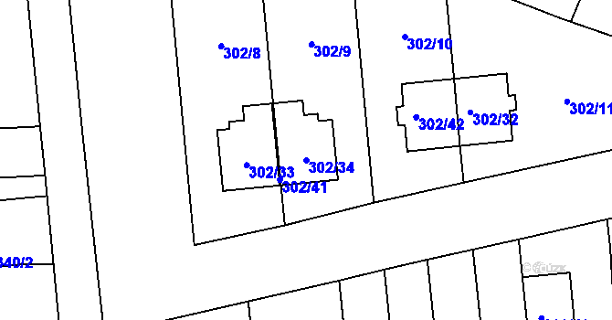 Parcela st. 302/34 v KÚ Štěrboholy, Katastrální mapa