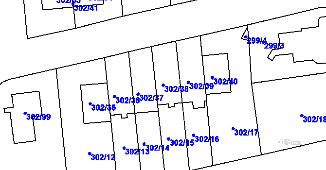 Parcela st. 302/38 v KÚ Štěrboholy, Katastrální mapa