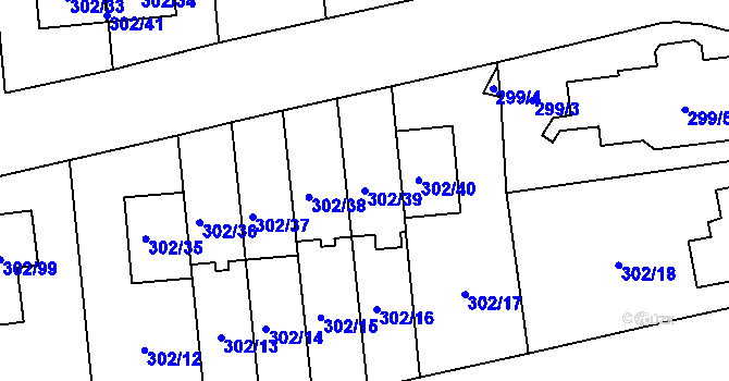 Parcela st. 302/39 v KÚ Štěrboholy, Katastrální mapa