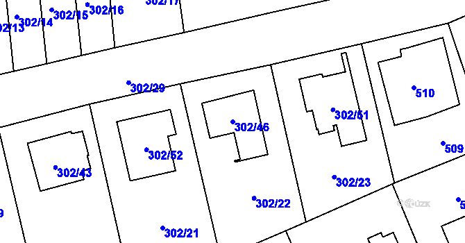Parcela st. 302/46 v KÚ Štěrboholy, Katastrální mapa