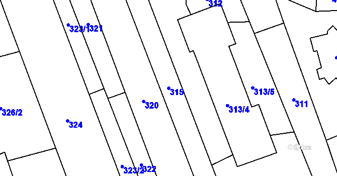 Parcela st. 315 v KÚ Štěrboholy, Katastrální mapa