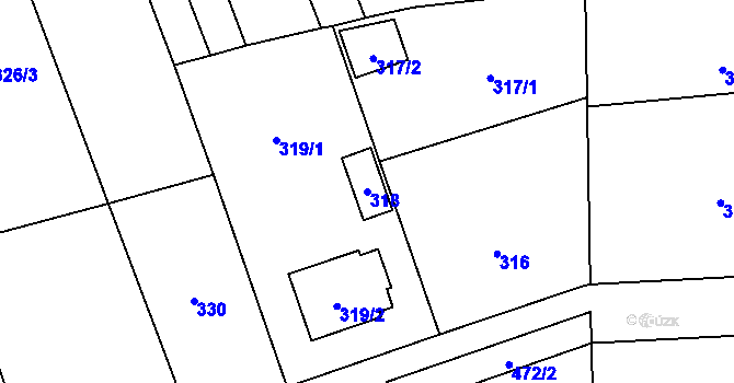 Parcela st. 318 v KÚ Štěrboholy, Katastrální mapa