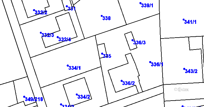 Parcela st. 335 v KÚ Štěrboholy, Katastrální mapa