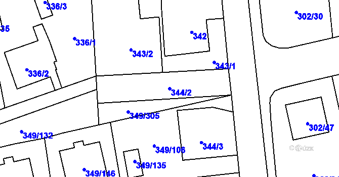 Parcela st. 344/2 v KÚ Štěrboholy, Katastrální mapa