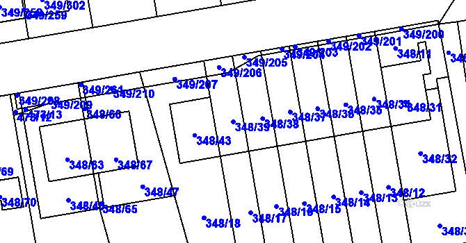 Parcela st. 348/39 v KÚ Štěrboholy, Katastrální mapa