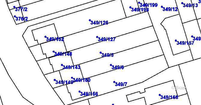 Parcela st. 349/5 v KÚ Štěrboholy, Katastrální mapa