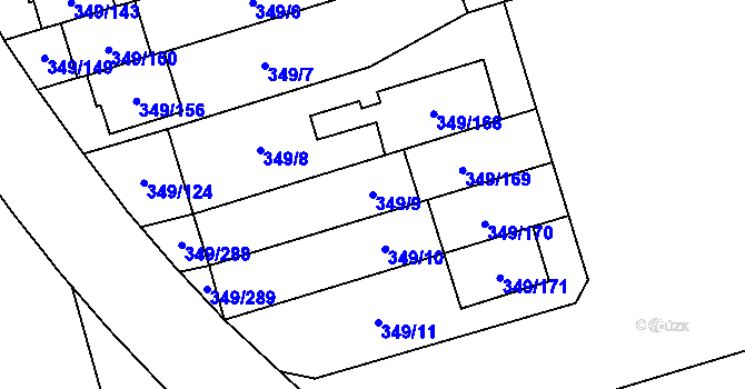 Parcela st. 349/9 v KÚ Štěrboholy, Katastrální mapa