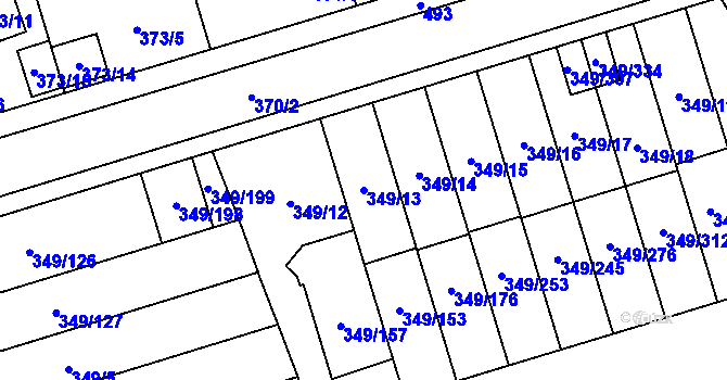 Parcela st. 349/13 v KÚ Štěrboholy, Katastrální mapa