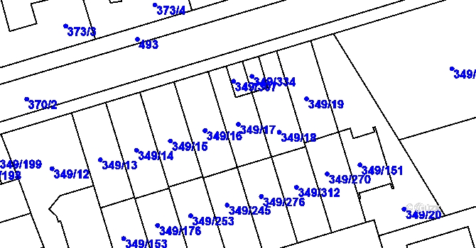 Parcela st. 349/17 v KÚ Štěrboholy, Katastrální mapa