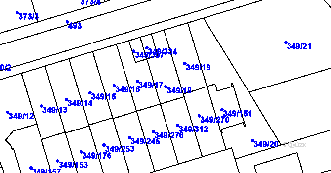 Parcela st. 349/18 v KÚ Štěrboholy, Katastrální mapa
