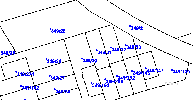 Parcela st. 349/31 v KÚ Štěrboholy, Katastrální mapa