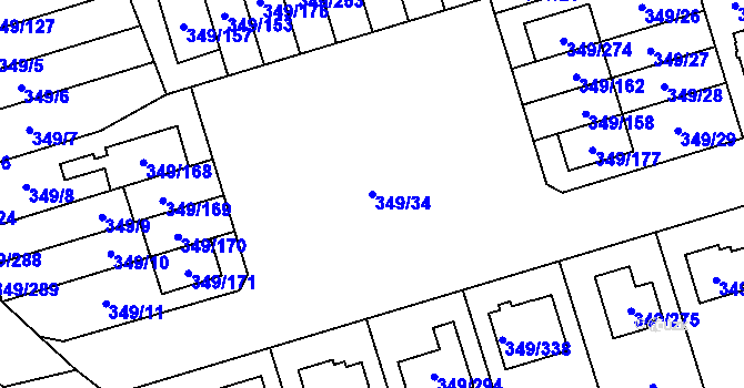 Parcela st. 349/34 v KÚ Štěrboholy, Katastrální mapa