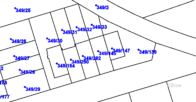 Parcela st. 349/145 v KÚ Štěrboholy, Katastrální mapa